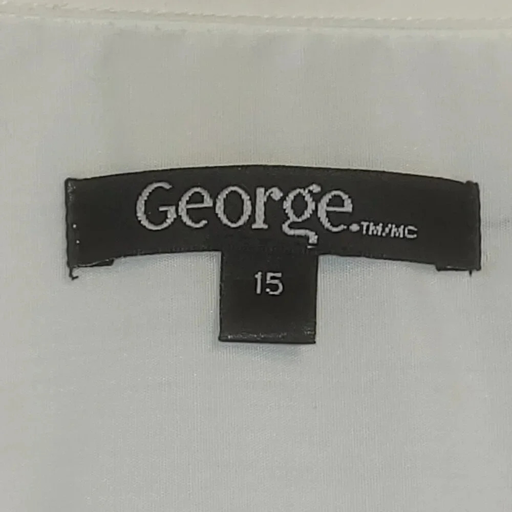 George Men's White Long Sleeve Button Down Dress Shirt Size 15 - Picture 3 of 11